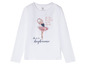 Weißes Langarmshirt mit Ballerina-Druck und dem Text 'she is a daydreamer'.