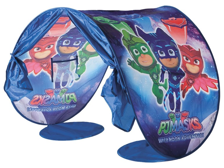 Ein blaues Zelt mit den Helden der PJ Masks