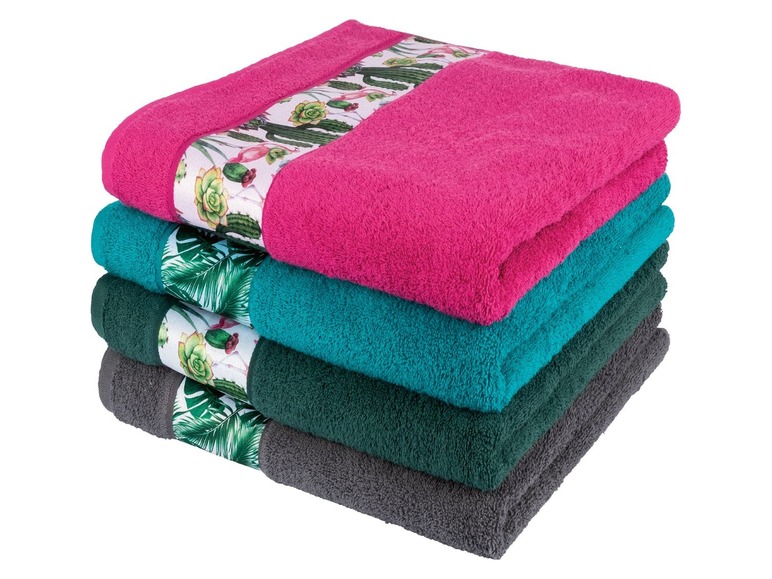 Gehe zu Vollbildansicht: MIOMARE® Handtuch, 2 Stück, 50 x 100 cm, mit dekorativer Bordüre, aus reiner Baumwolle - Bild 2