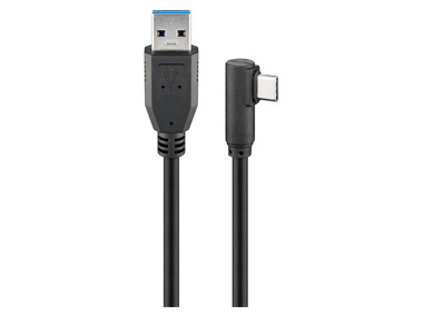 Goobay USB-C™ auf USB-A 3.0 Kabel, 90°, schwarz,1 m