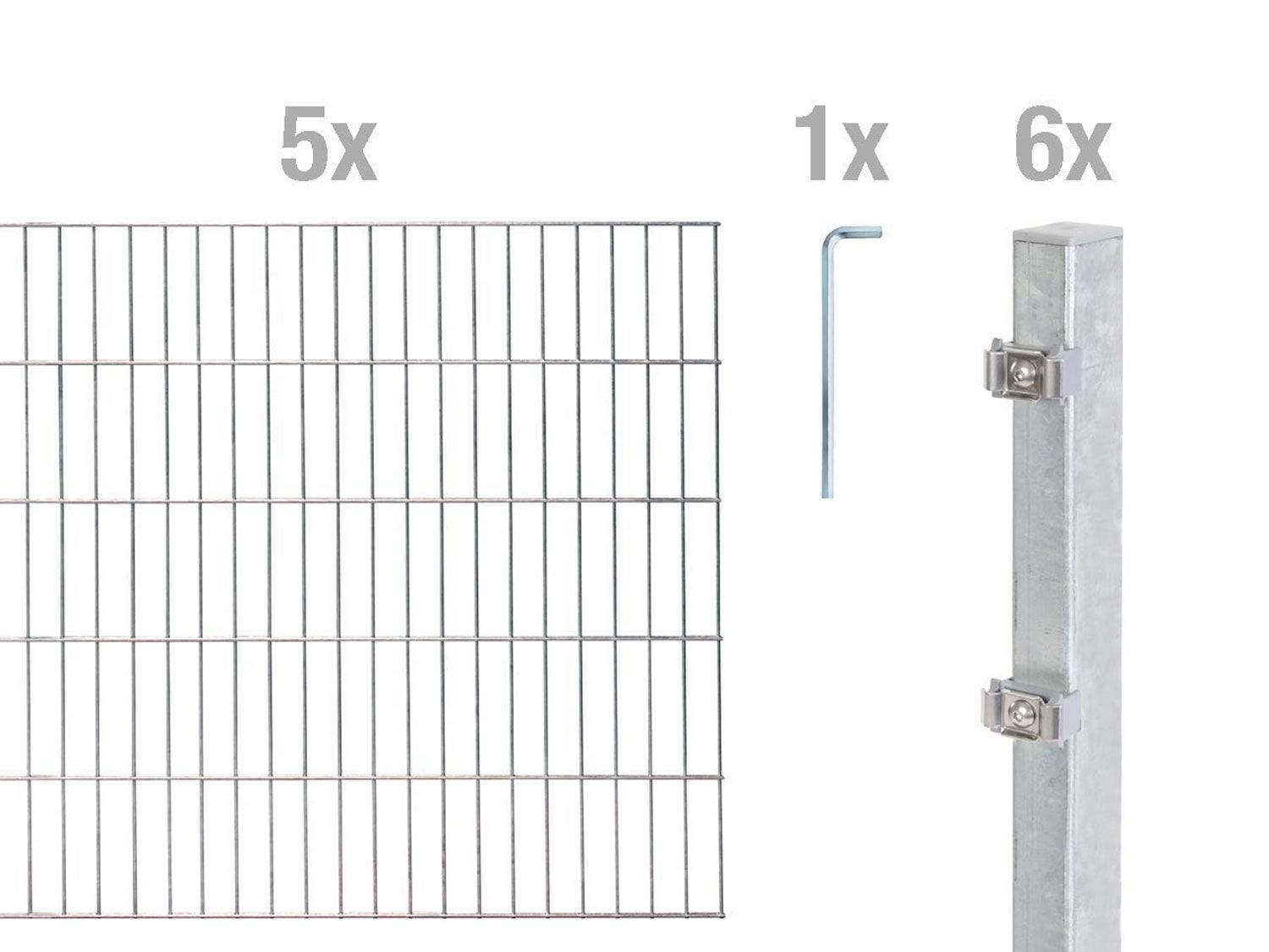 ALBERTS Doppelstabmattenzaun-Grundset, Länge 10 m (feuerverzinkt, Mattenhöhe: 1400 mm) – Bild 2 von 3