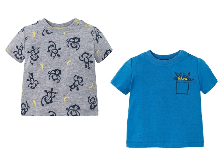 Gehe zu Vollbildansicht: LUPILU® Baby T-Shirt Jungen, 2 Stück, mit Schulterknöpfung, aus reiner Baumwolle - Bild 9