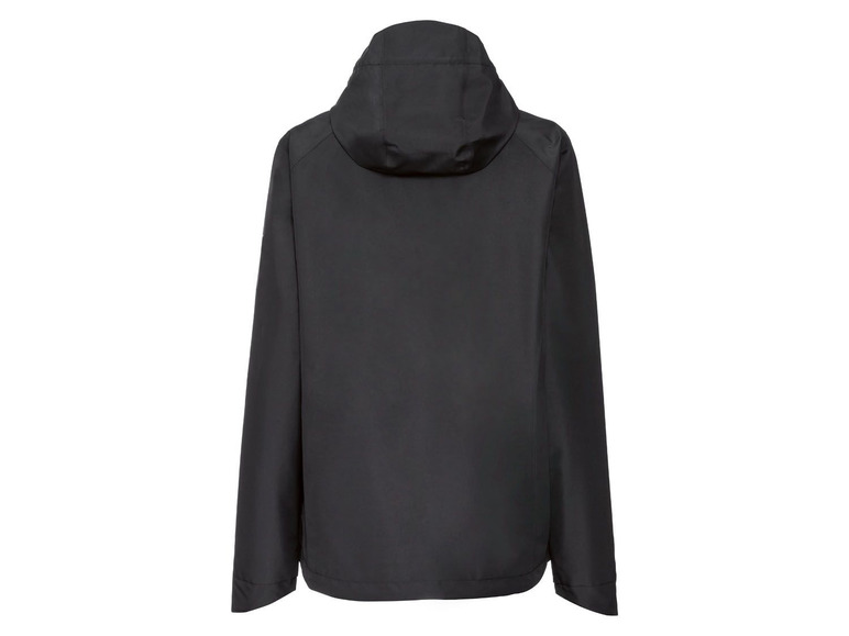 Eine schwarze Jacke mit Kapuze.