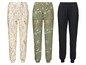 Drei Arten von Jogginghosen: eine mit Blumenmuster, eine mit grünen Blumenmuster und eine schwarze.