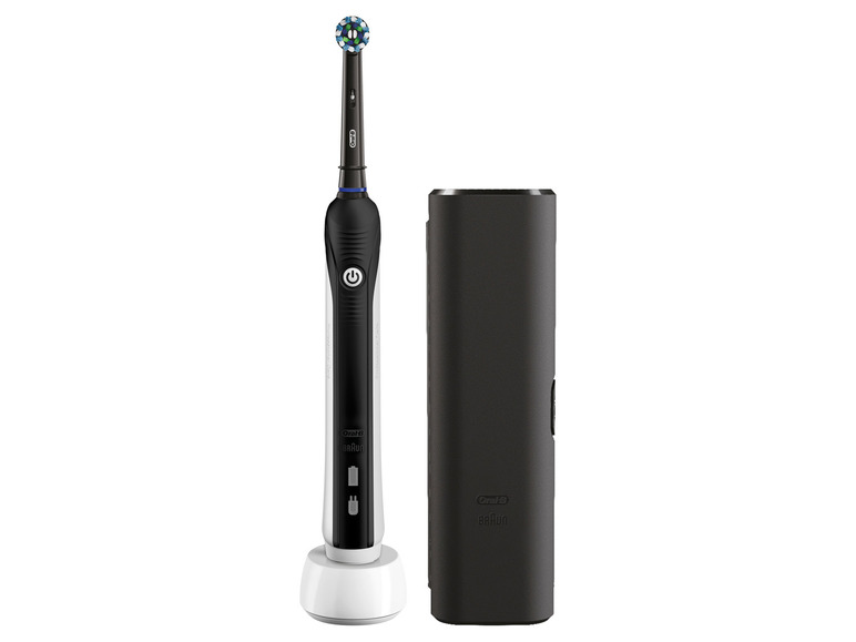 Gehe zu Vollbildansicht: Oral-B Pro 750 elektr. Zahnbürste mit 1 Aufsteckbürsten mit Reise-Etui schwarz - Bild 2
