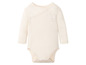 Ein cremefarbener Baby-Body mit langen Ärmeln und einem Elefantenmotiv.