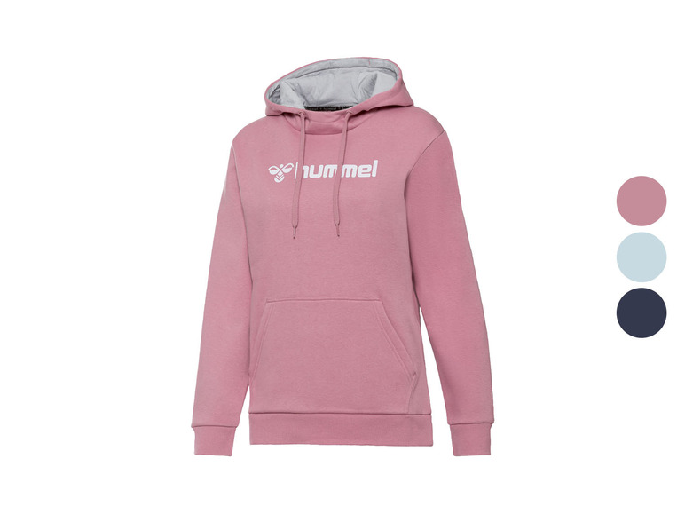 Ein rosafarbener Hummel Hoodie mit Kapuze.