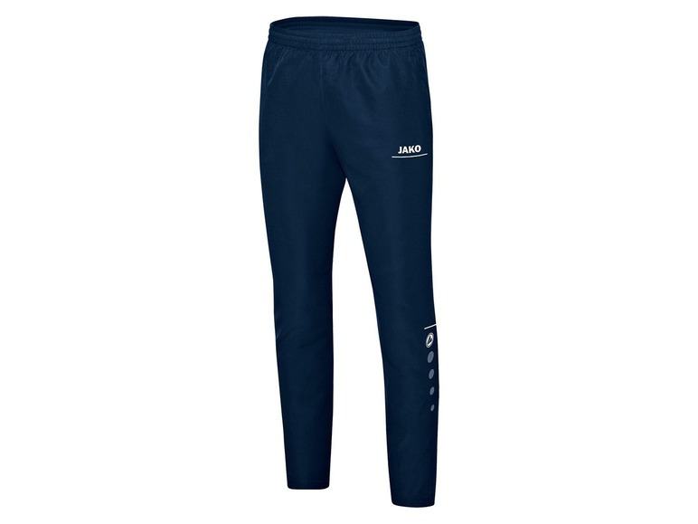 Dunkelblaue Jako Trainingshose mit weißem Logo.
