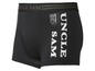 Schwarze Boxershorts mit Uncle Sam-Aufdruck.
