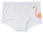 Weiße Unterhose mit Flamingo-Motiv.