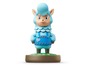 Eine blaue Schaf-Figur von Animal Crossing in einer blauen Latzhose auf einem Nintendo-Sockel.