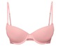 Ein rosa BH mit glatten Cups und Spitze an der Unterseite.