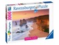 Ravensburger Puzzle mit 1000 Teilen, zeigt eine Sonnenuntergangslandschaft an der Küste mit Felsformationen.