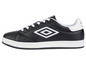 Schwarze Lederschuhe mit weißem Umbro-Logo