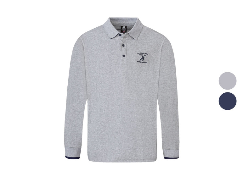 Go to full screen view: LIVERGY® men's long-sleeved polo shirt, with high-quality embroidery - Image 1