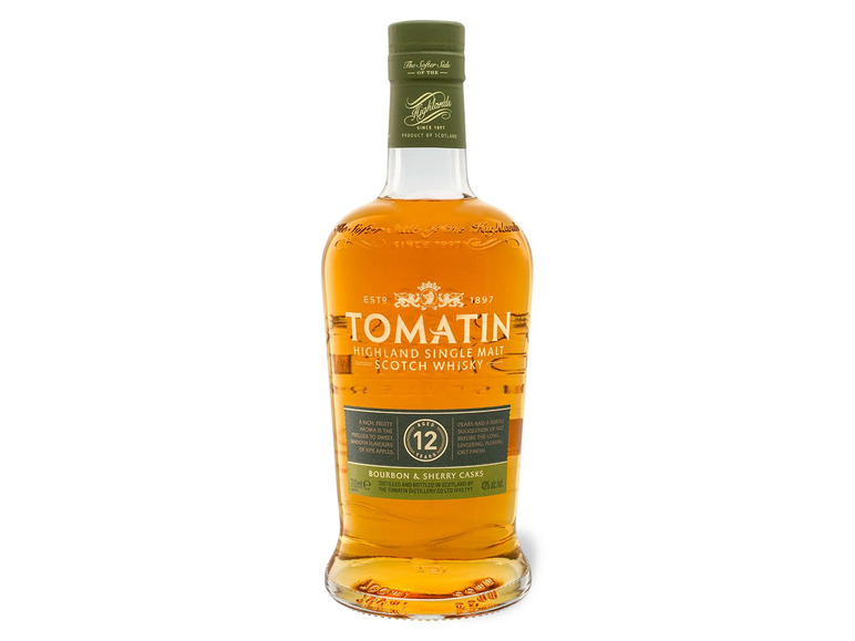 Whisky Highland Scotch Single 43% 12 Malt Jahre Geschenkbox Vol Tomatin mit