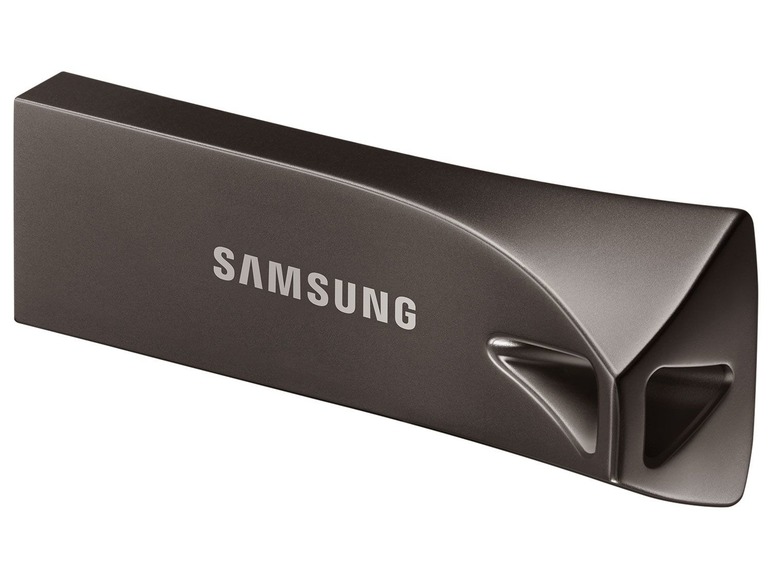 Ein grauer Samsung USB-Stick.