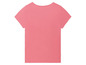 Ein rosafarbenes T-Shirt mit kurzen Ärmeln.