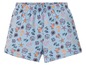 Blaue Shorts mit Muscheln, Krabben, Ankern und Sternen, mit dem Schriftzug 'Sea Life'.