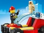 LEGO City Feuerwehrwagen mit Feuerwehrmann und Eule.