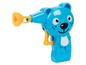 Ein blauer Seifenblasen-Pistole mit einem Bärenmotiv.