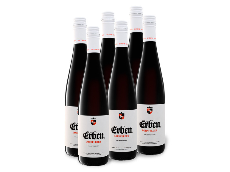 6 x 0,75-l-Flasche Weinpaket Erben Dornfelder QbA halbtrocken, Rotwein