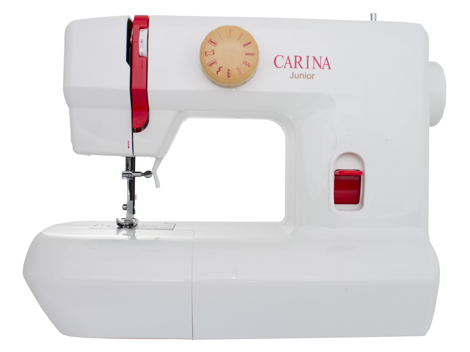 Carina Nähmaschine JUNIOR, Kinder Nähmaschine mit Stickerset, 9 Programme, Fadenabschneider, Freiarm, Fußanlasser, umfangreiches Zubehör – Bild 2 von 4