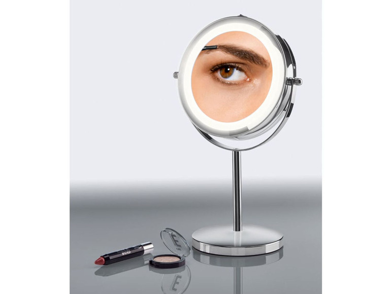 Gehe zu Vollbildansicht: MIOMARE® LED-Kosmetikspiegel, Rand mit LED-Licht, drehbarer Spiegel, 5-fache Vergrößerung - Bild 6