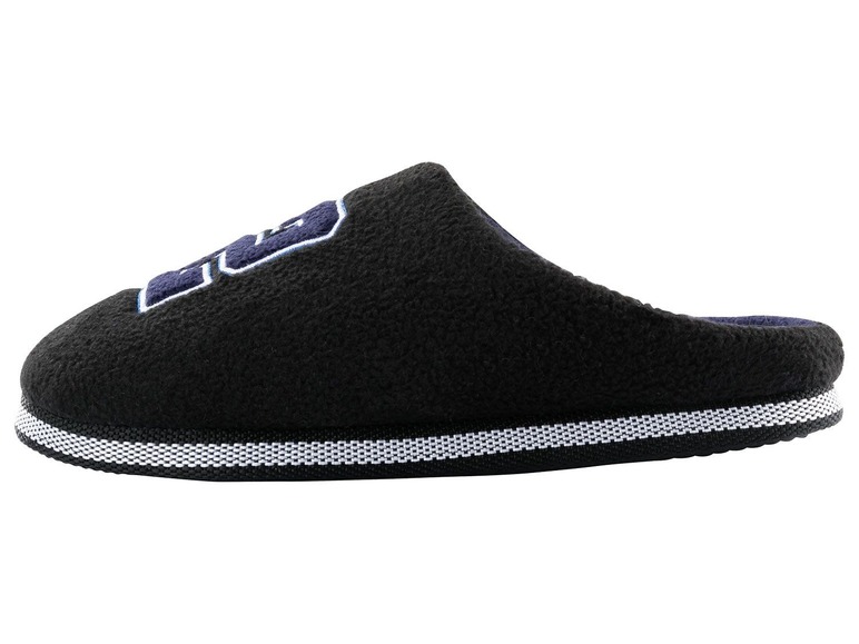 Schwarze Hausschuhe mit blauer '55' Aufschrift