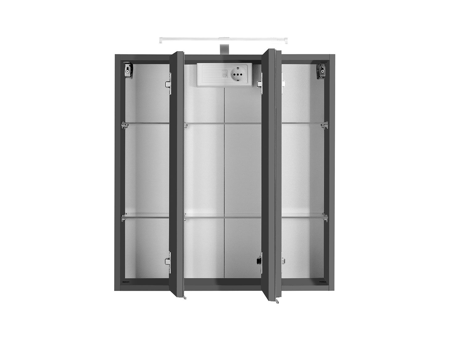 HELD Bologna 3D Spiegelschrank 60/70/80/90/100cm (LED Aufbauleuchte, Graphitgrau, 60 cm) – Bild 2 von 4