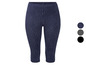 Dunkelblaue Capri-Leggings mit weißen Streifen.