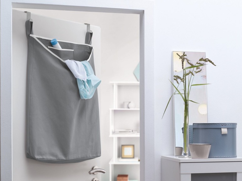 Gehe zu Vollbildansicht: AQUAPUR® Über-Tür Wäschesammler, mit passenden Metallhaken, unterseitiger Reißverschluss - Bild 6