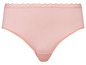 Rosa Unterhose mit Spitze.