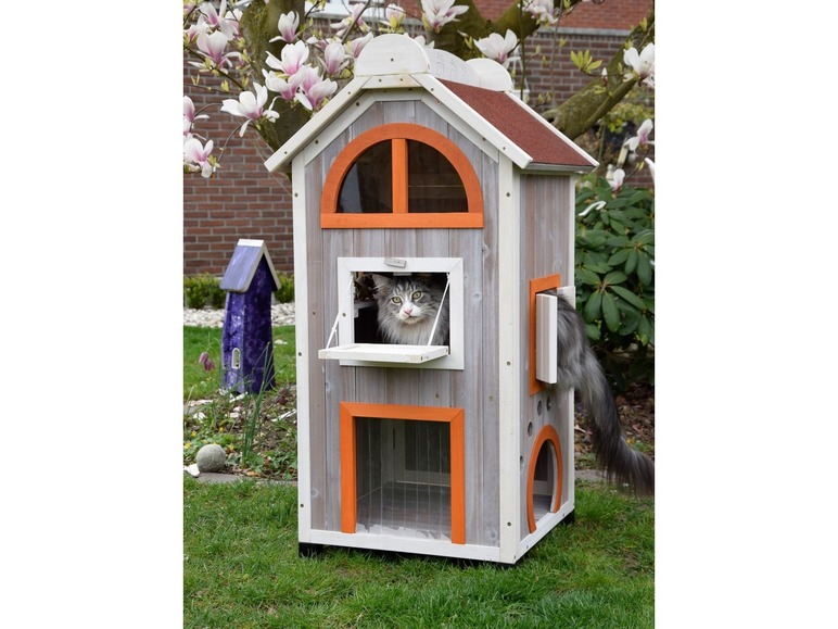 Gehe zu Vollbildansicht: dobar Großes Katzenhaus Fancy Cat, grau-rot-orange - Bild 5
