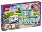 LEGO Friends Krankenhaus mit Krankenwagen, herzförmigem Dach und Puppen.