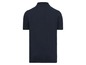 Ein dunkelblaues Poloshirt mit kurzen Ärmeln.