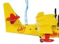 Ein gelbes Wasserflugzeug mit Feuerwehrlogo, bereit zum Abflug.