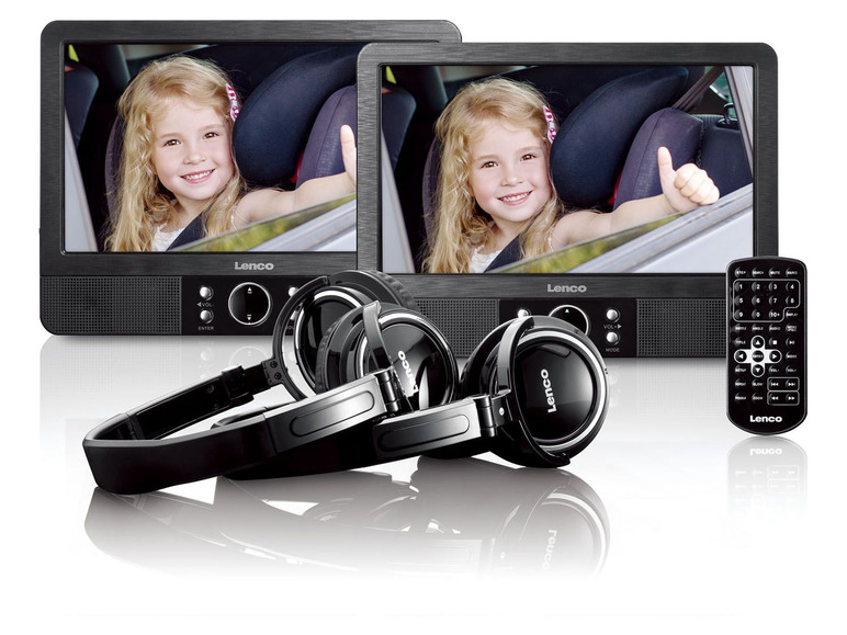 Gehe zu Vollbildansicht: Lenco MES-415 Tragbares 9"" DVD Player Set mit 2 festen Autohalterungen und 2 Kopfhörern - Bild 1