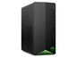 Ein schwarzer HP Desktop-PC mit grünen Akzenten.