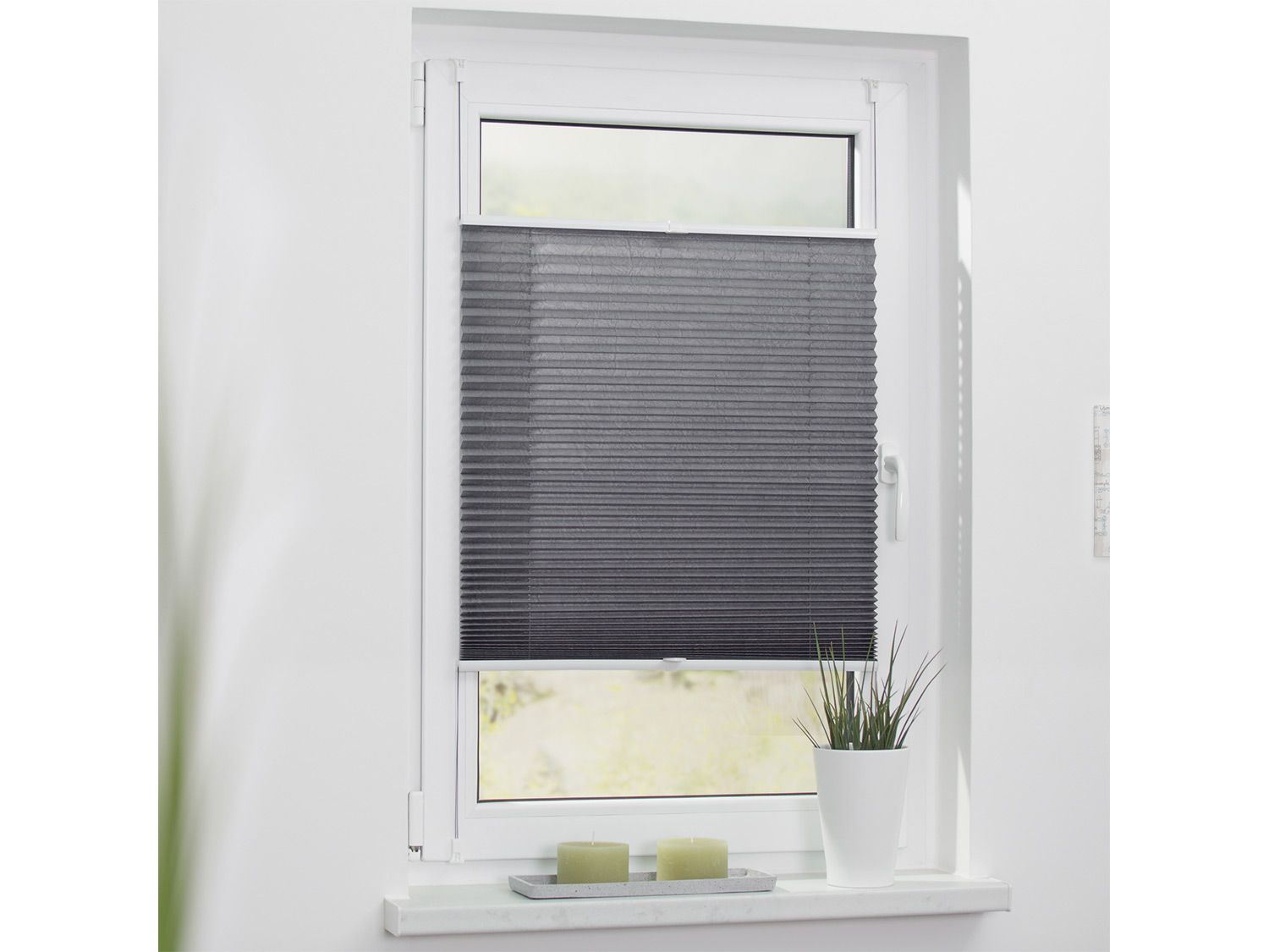 Thumbnail - Lichtblick Plissee Klemmfix, ohne Bohren, verspannt (Grau, 60x210 cm)