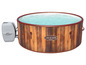 Ein Lay-Z-Spa Helsinki aufblasbarer Whirlpool mit Holzverkleidung.