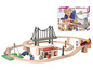 Eichhorn Holz Eisenbahn mit Brücke und Bahnhof.