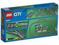 LEGO City Gleise mit Weichen und geraden Strecken.