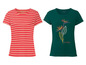 Zwei T-Shirts von Esmara: eines gestreift und eines mit Blumenprint.