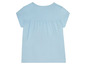 Ein hellblaues Baumwoll-T-Shirt mit kurzen Ärmeln für Mädchen.