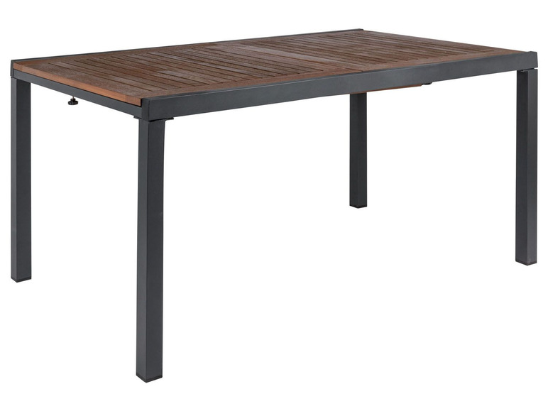 Go to full-screen view: FLORABEST® »Valencia« aluminum garden table, with wooden top, extendable 150–200 x 90 x 74 cm, brown - Image 1