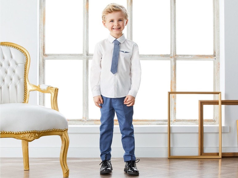 Gehe zu Vollbildansicht: LUPILU® Kleinkinder Hemd Jungen, 2-teilig, mit Kentkragen, aus reiner Baumwolle - Bild 3
