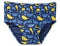 Blaue Badehose mit blauen und gelben Walen.