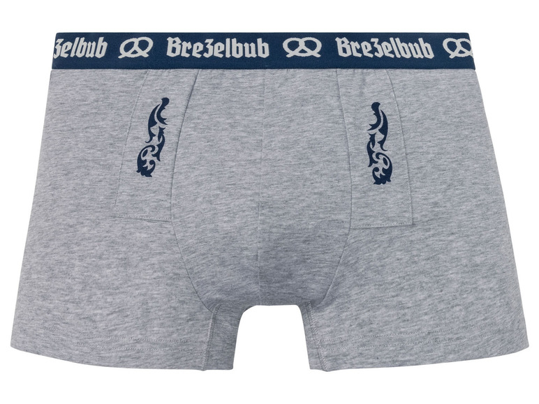 Graue Boxershorts mit Brezelbub-Logo.