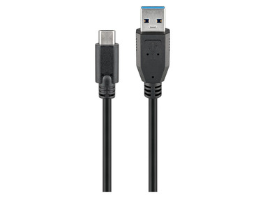 Goobay USB-C™ auf USB-A 3.0 Kabel, schwarz, 0,5 m